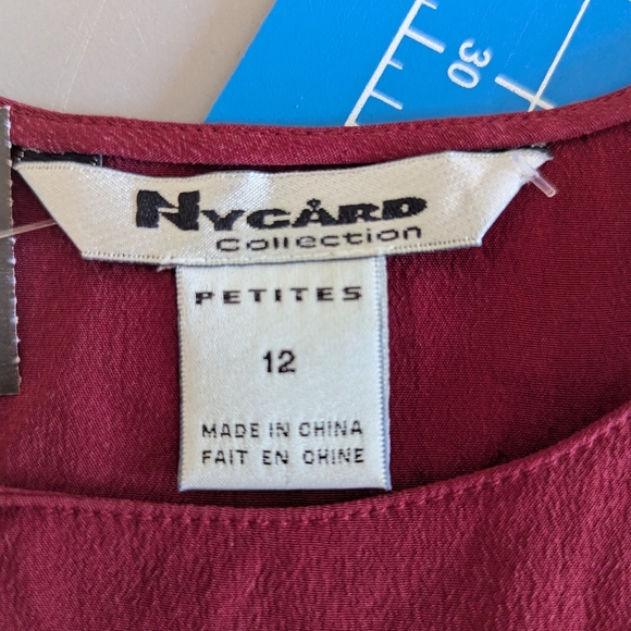 100% silk tank top, burgundy wine color, size 12, quiet luxury - Picture 6 of 9